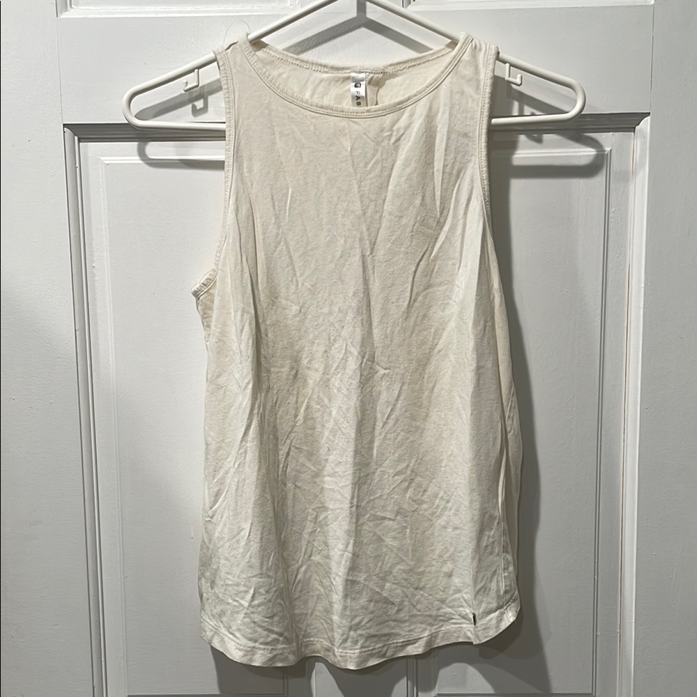 Fabletics Cream Sleeveless Muscle Tee